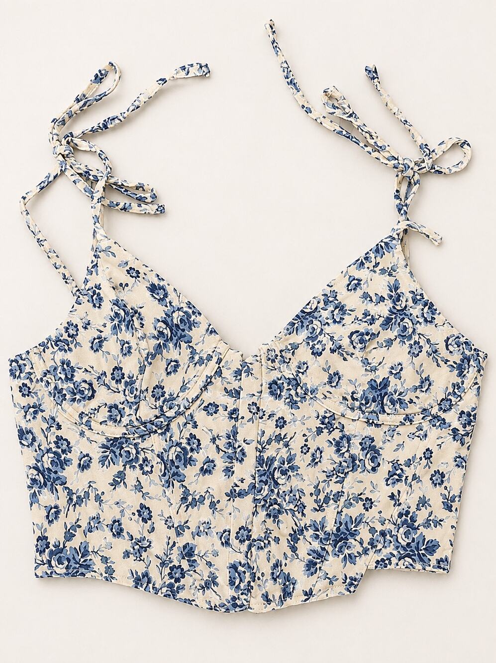 Altar'd State Y2K Babydoll Corset Crop Top Sz M Blue & White Floral Coquette